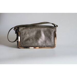 Preowned Botkier Silver Metallic Shoulder Bag with Gold Tone Hardware